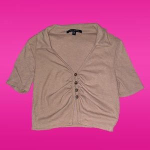 🤎Brown Button up Collared Crop Top🤎